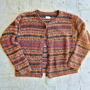 Vintage alps fair isle earth tone knit cardigan sweater